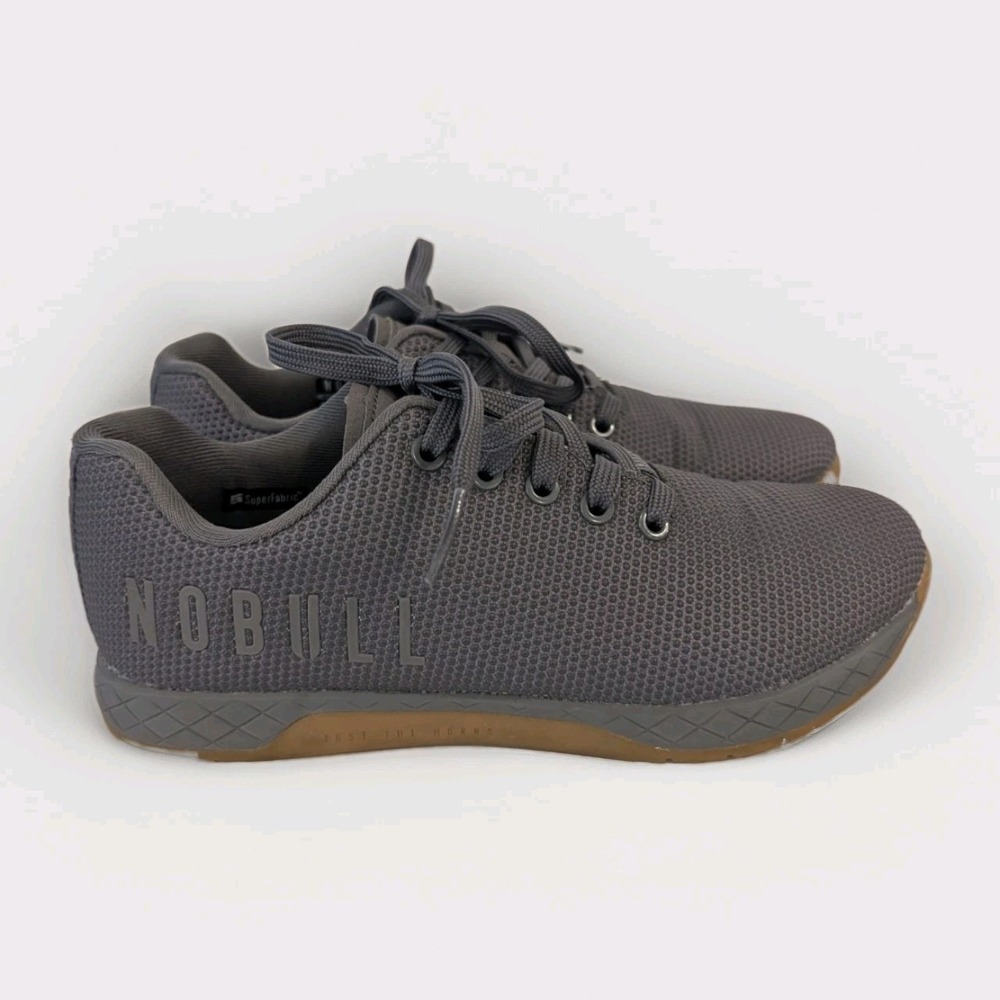 NOBULL Trainer Men 7 Women 8.5 Gray SuperFabric Gum Sole Cross Training Shoes